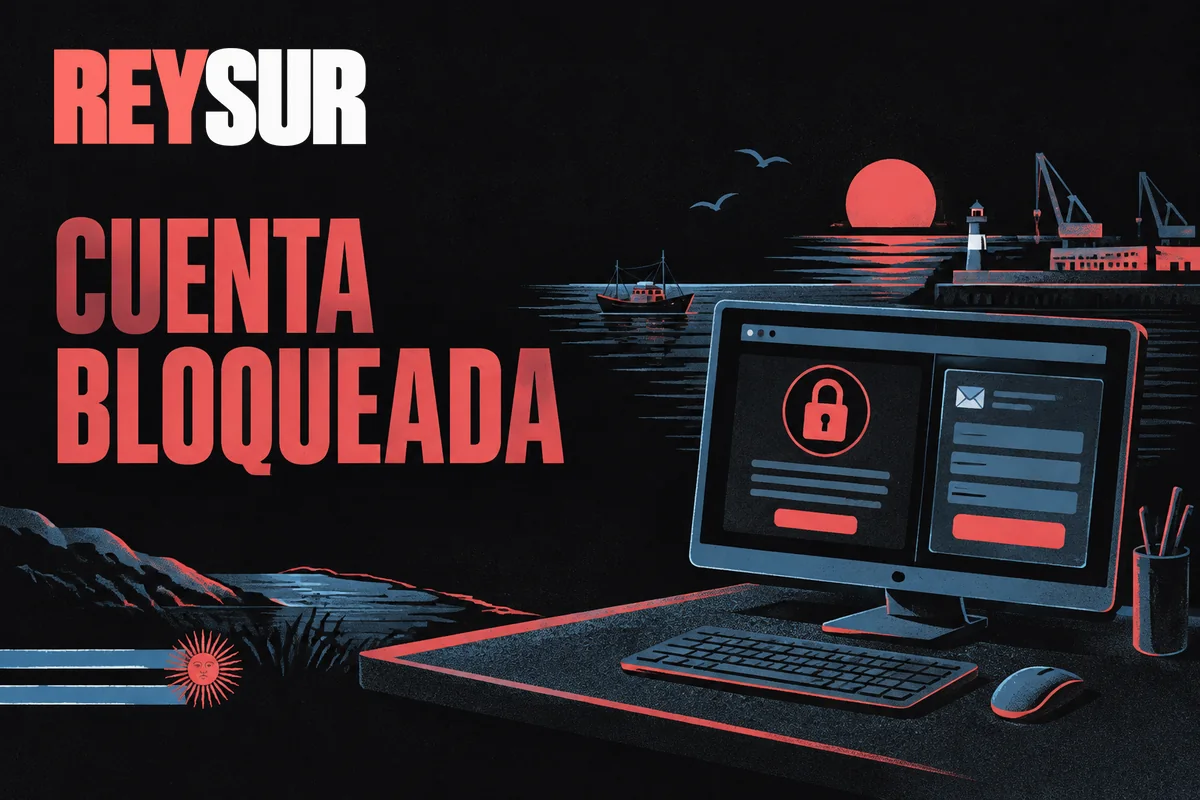 Aviso simulado de cuenta bloqueada junto a consulta